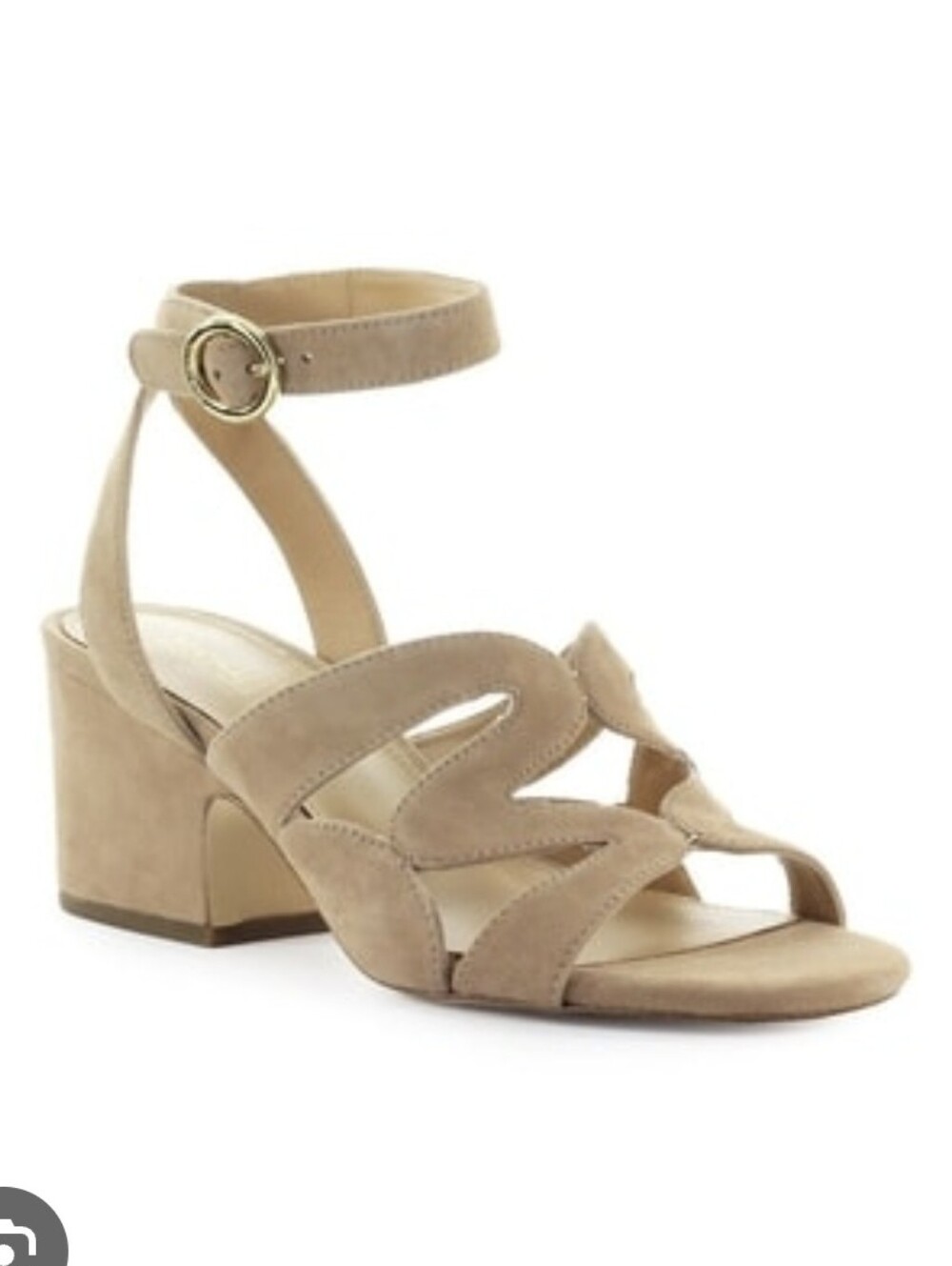MICHAEL Michael Kors Annalee Taupe Suede Ankle-Strap Block Heel Sandals